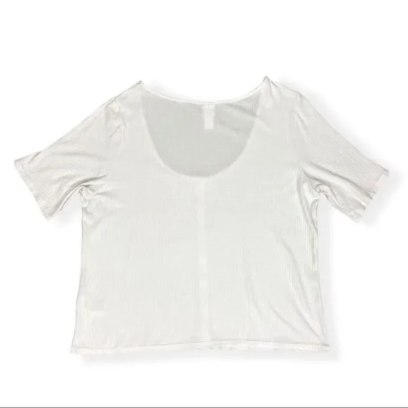 H&M Women's White Ribbed Crop Top w/ Buttons Size XXL - Picture 10 of 10